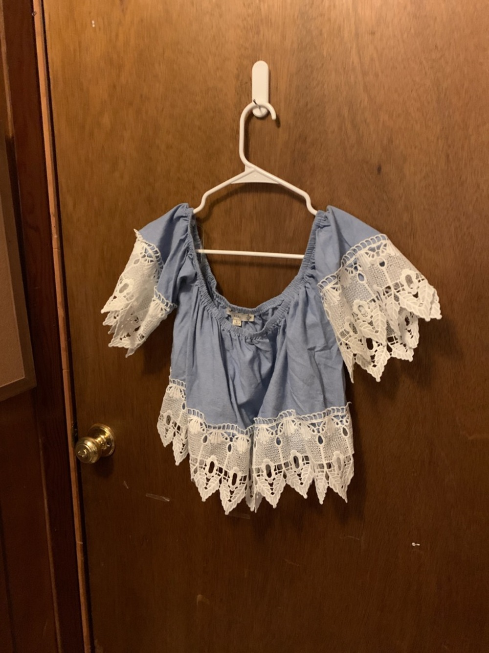 iris Light Blue Elastic Neck Blouse
